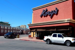 The border wall is right across the street from Kory's, where it sits on the corner of Morley Ave.